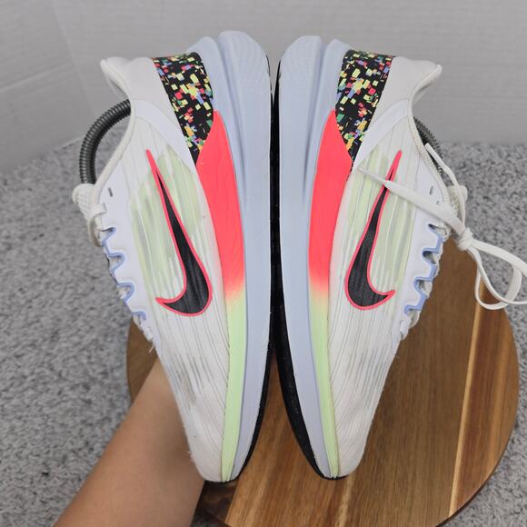 Nike Womens 8.5 Air Winflo 9 Confetti White Pink Black Gym Road Running Shoe - Picture 7 of 12